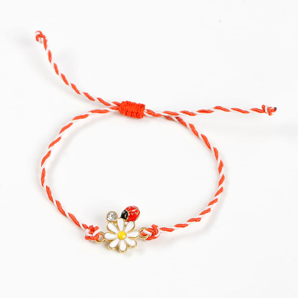 Bratara martisor floare alba cu buburuza - 3 | YEO