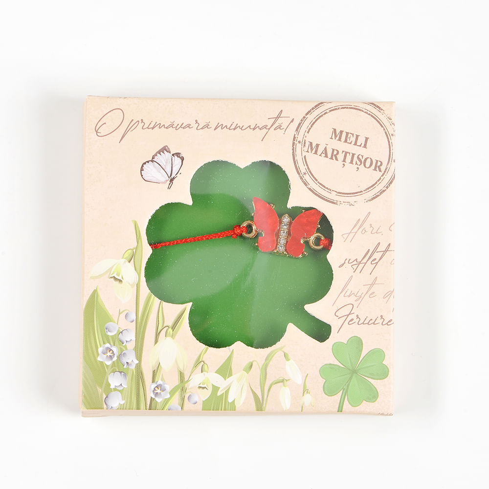 Bratara martisor cu fluture rosu - 1 | YEO