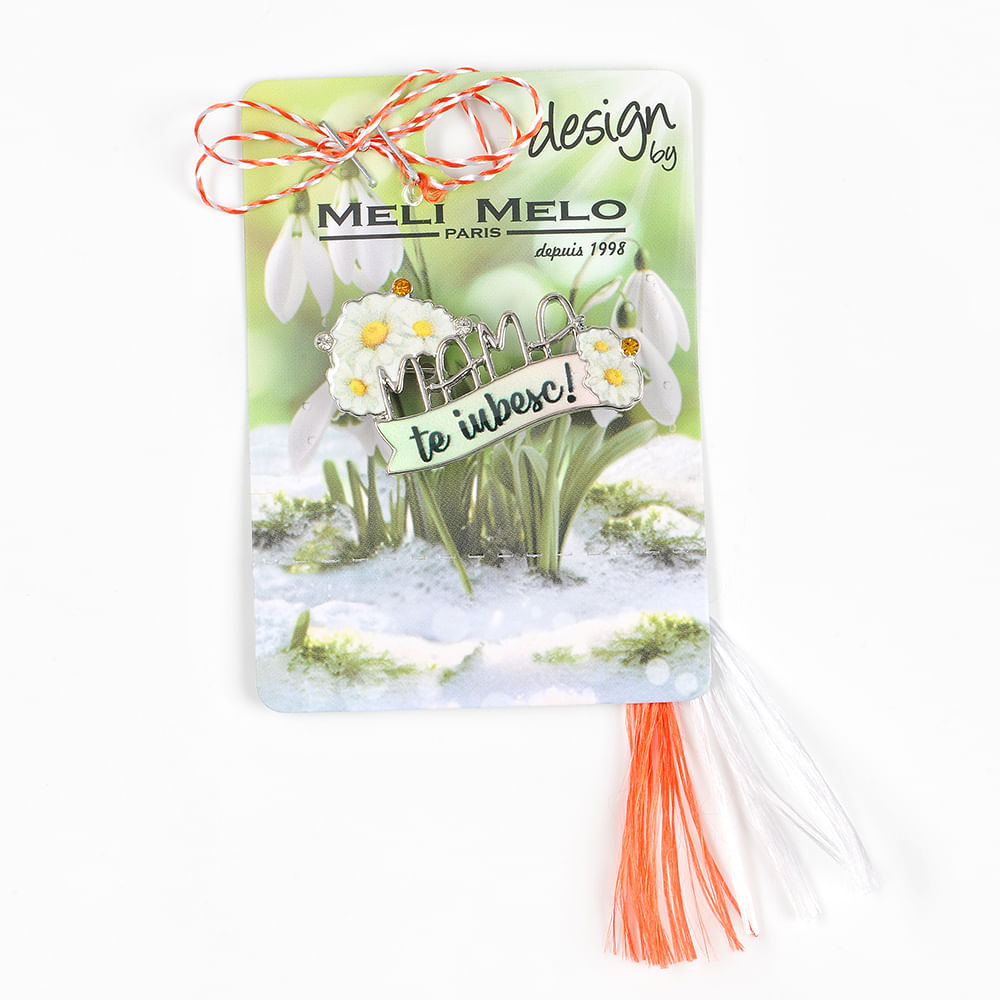 Brosa martisor cu mesaj: Mama te iubesc! - 1 | YEO