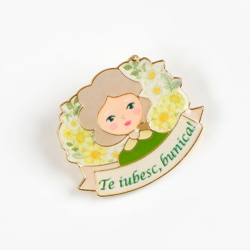 Brosa martisor cu mesaj: Te iubesc, bunica! - 2 | YEO