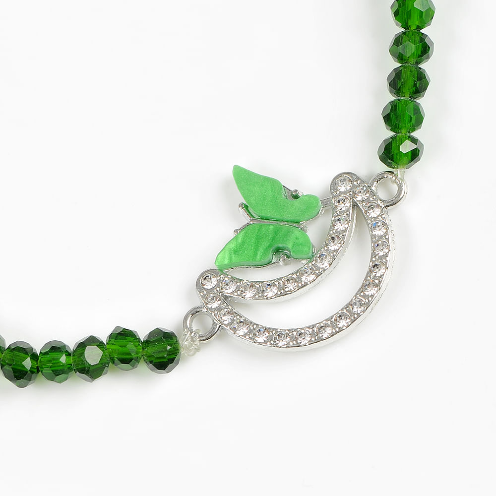 Bratara martisor verde cu semiluna si fluture - 2 | YEO