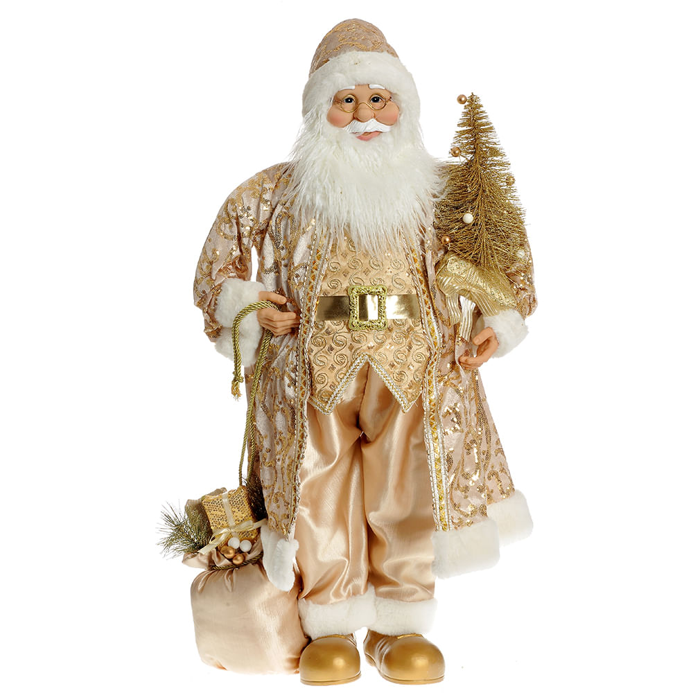 Decoratiune Mos Craciun auriu 90 cm