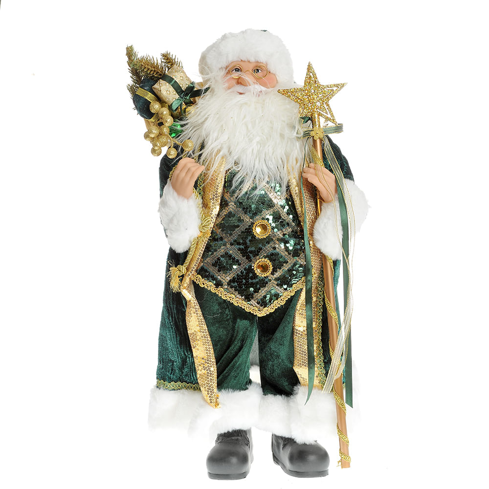 Decoratiune Mos Craciun verde 60 cm