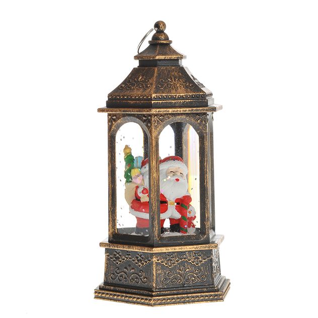 Decoratiune felinar cu led si Mos Craciun 15 cm