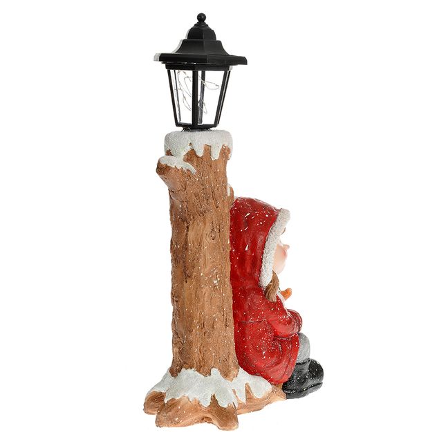 Figurina decorativa cu fetita si pinguini langa felinar 52 cm