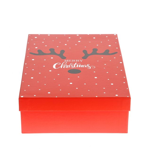 Cutie cadou de Craciun design ren rosu 33 cm
