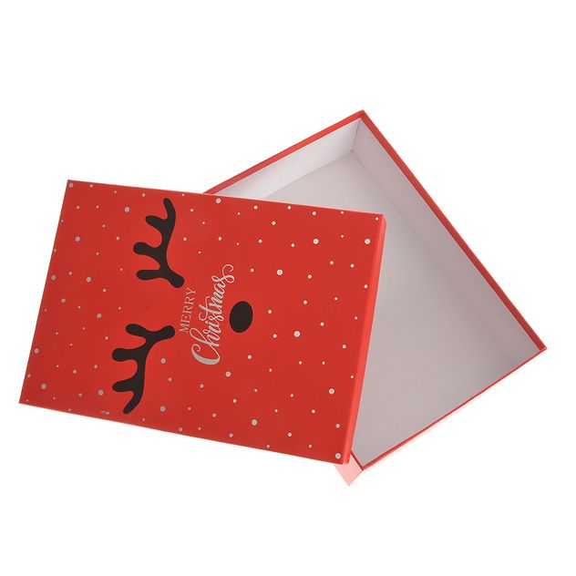 Cutie cadou de Craciun design ren rosu 33 cm