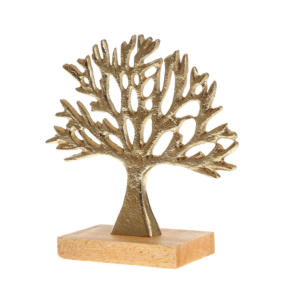 Decoratiune lemn copac auriu 17 cm - 2 | YEO
