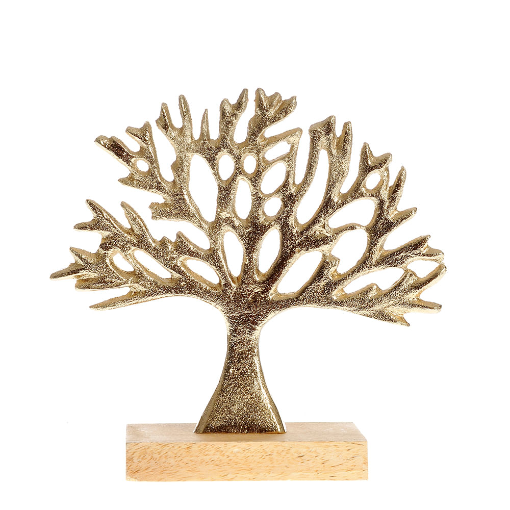 Decoratiune lemn copac auriu 17 cm - 3 | YEO