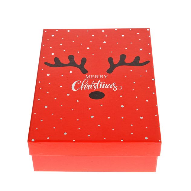 Cutie cadou de Craciun design ren rosu 27.5 cm