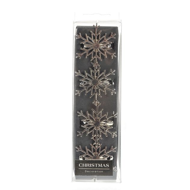 Set 4 inele decorative argintii pentru servete model fulg de zapada