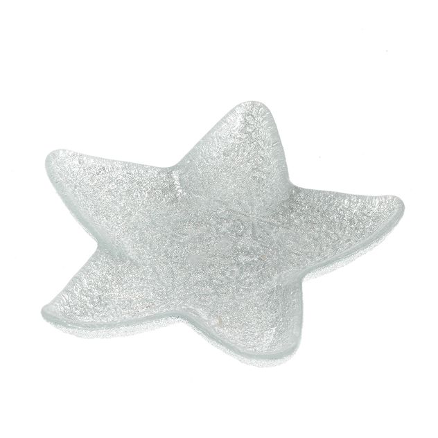 Platou decorativ in forma de stea argintie 15 cm