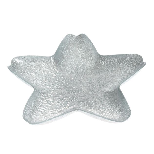 Platou decorativ in forma de stea argintie