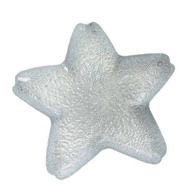 Platou decorativ in forma de stea argintie