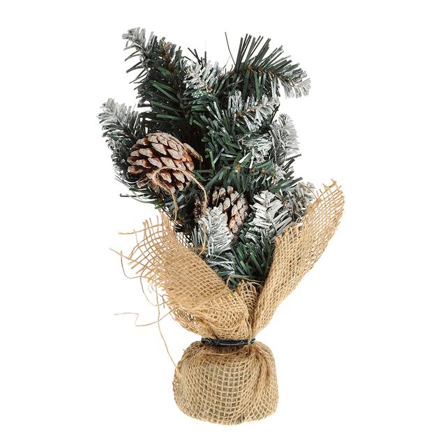 Brad decorativ cu conuri si zapada artificiala 30 cm