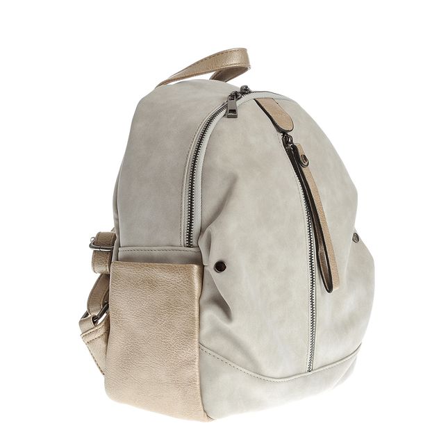 Rucsac casual gri cu fermoar decorativ