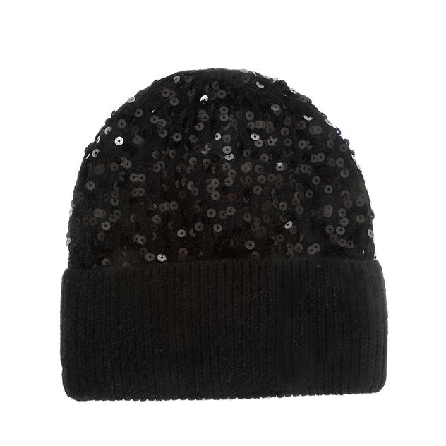 Caciula neagra cu paiete stralucitoare