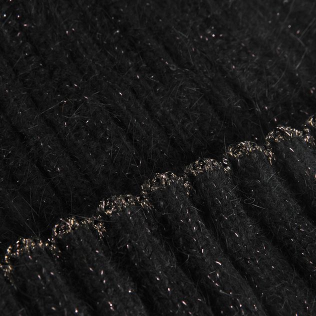 Caciula dama tricotata neagra cu mot pufos