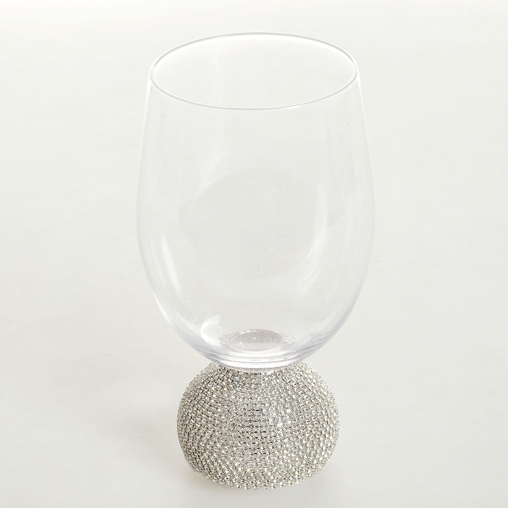 Pahar elegant cu picior decorat cu strasuri 496 ml