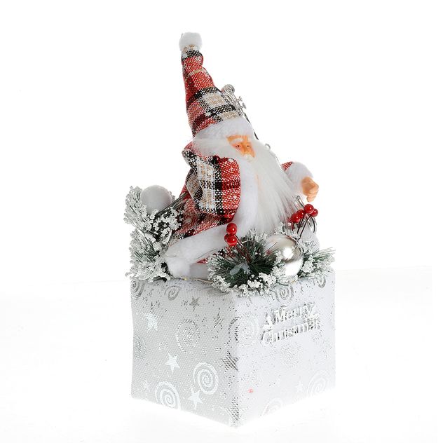 Decoratiune Mos Craciun cu glob argintiu si crengute