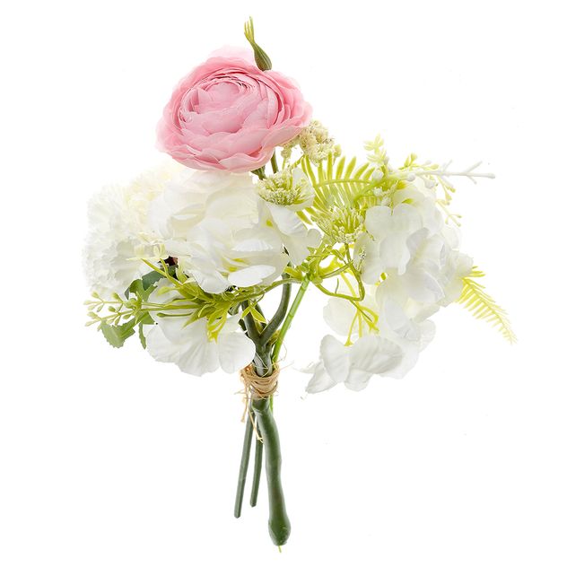 Buchet flori textile cu hortensii si bujor