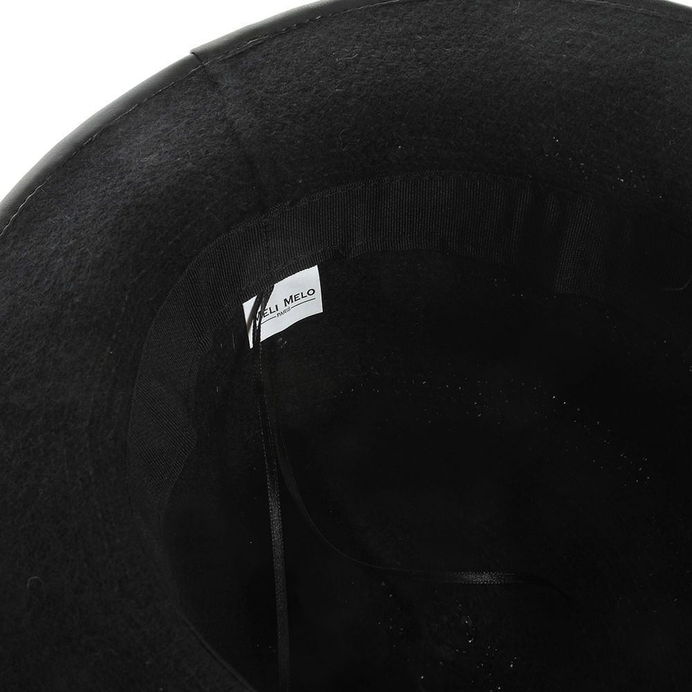 Palarie neagra fedora reglabila din lana - 3 | YEO