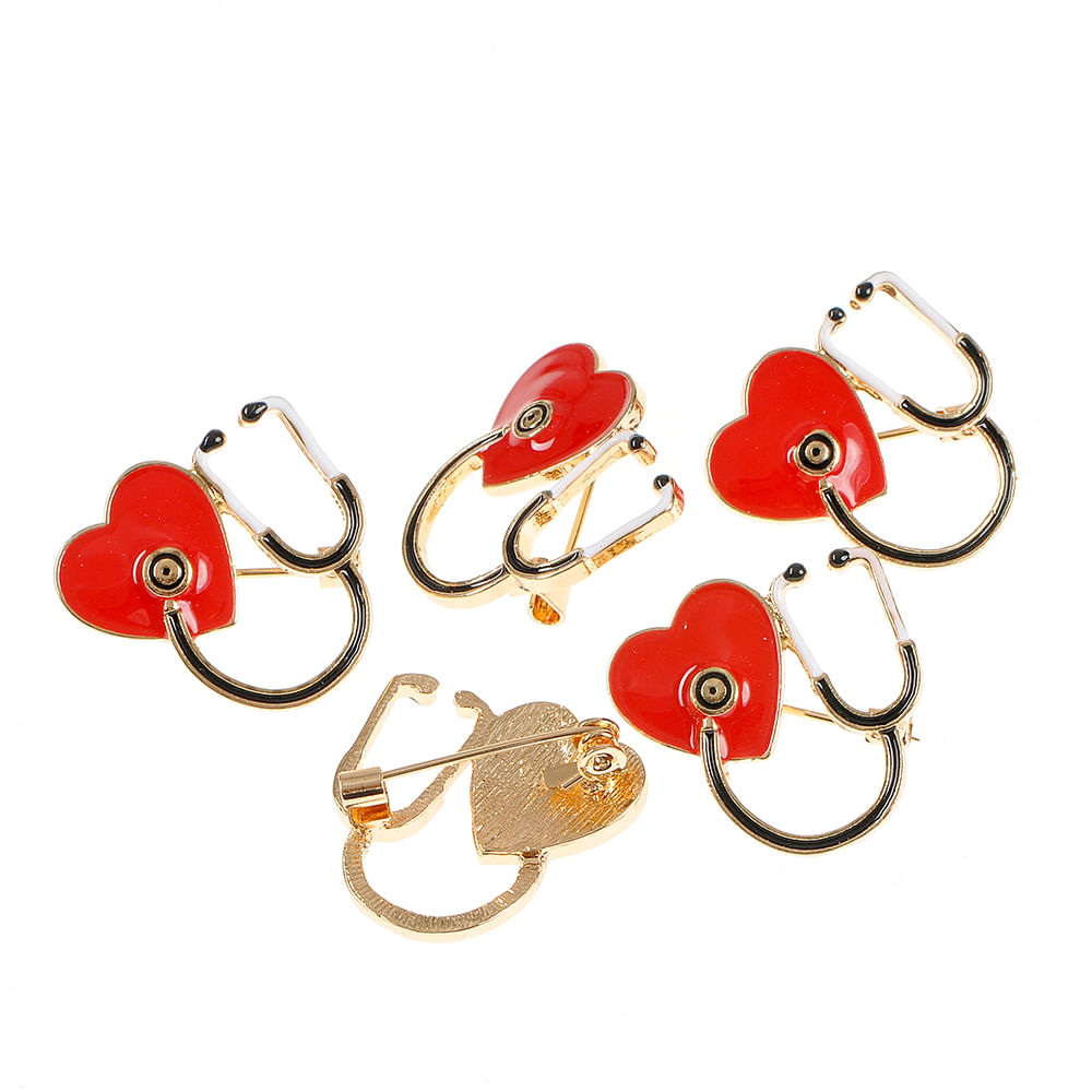 Set 5 brose martisor stetoscop cu inima - 2 | YEO