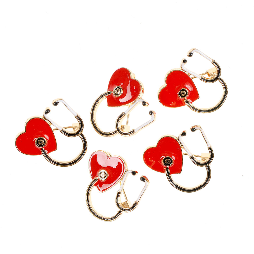 Set 5 brose martisor stetoscop cu inima - 3 | YEO