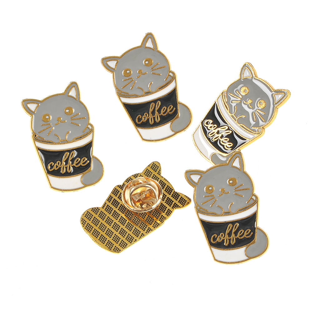 Set 5 brose martisor pisica gri - 2 | YEO