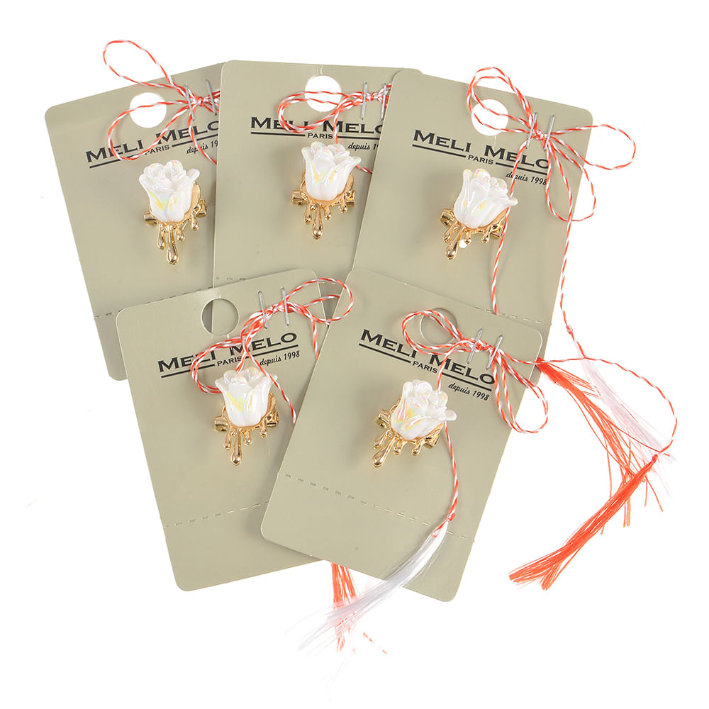 Set 5 brose martisor trandafir alb - 1 | YEO