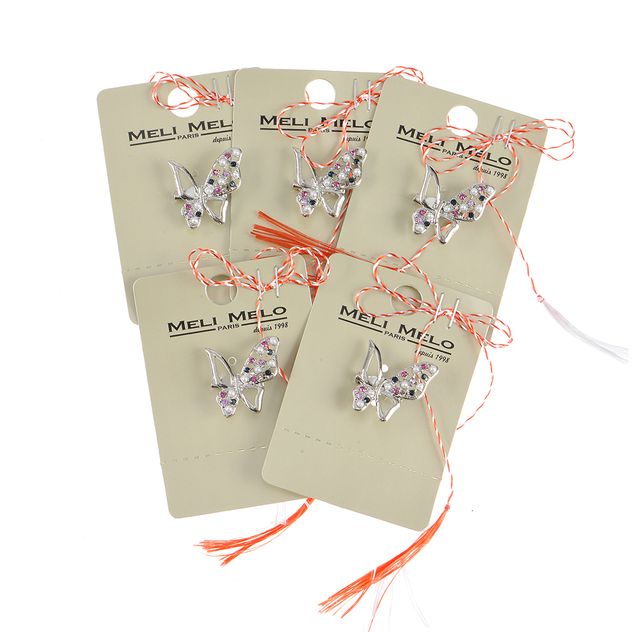 Set 5 brose martisor fluture argintiu