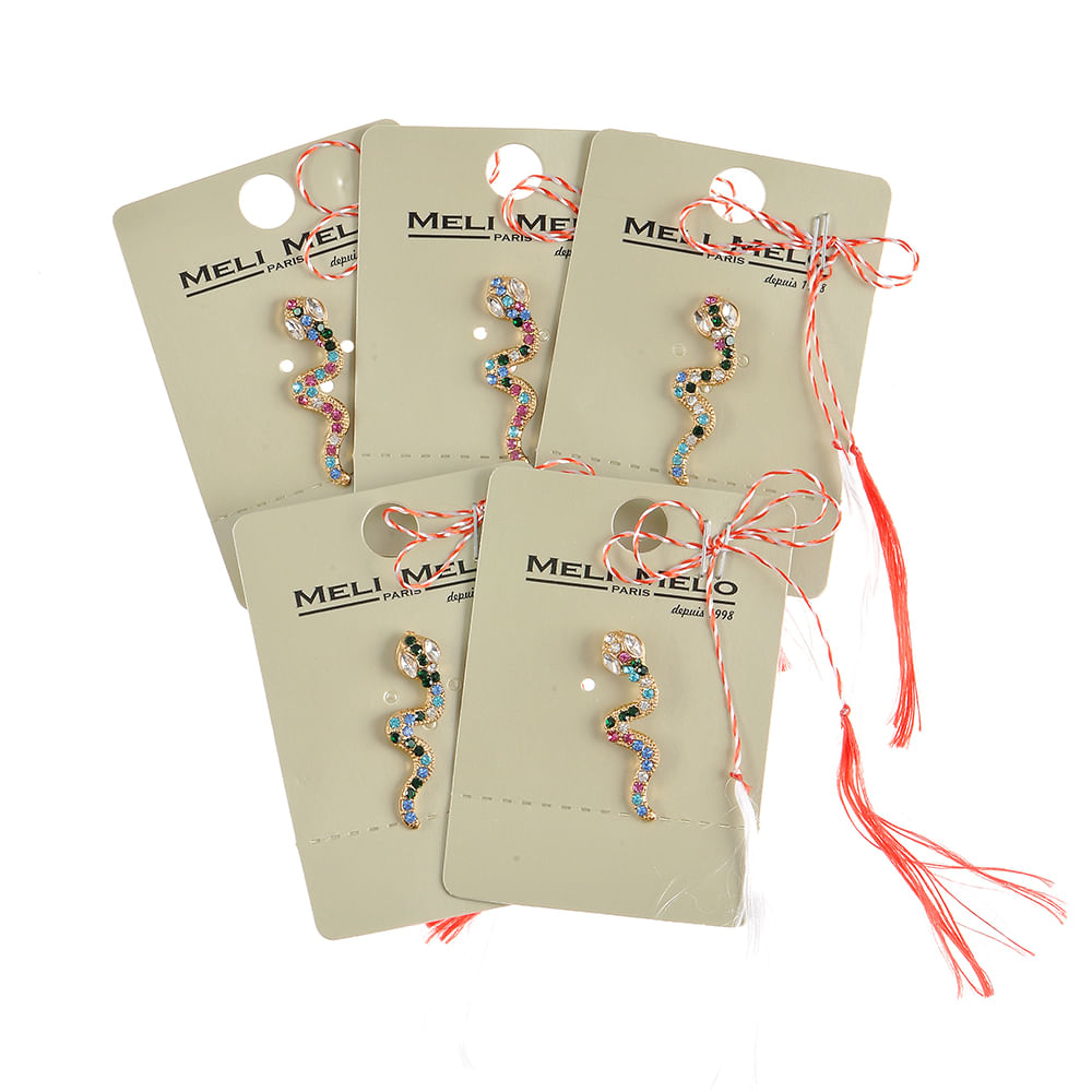 Set 5 brose martisor sarpe cu pietre multicolore - 1 | YEO