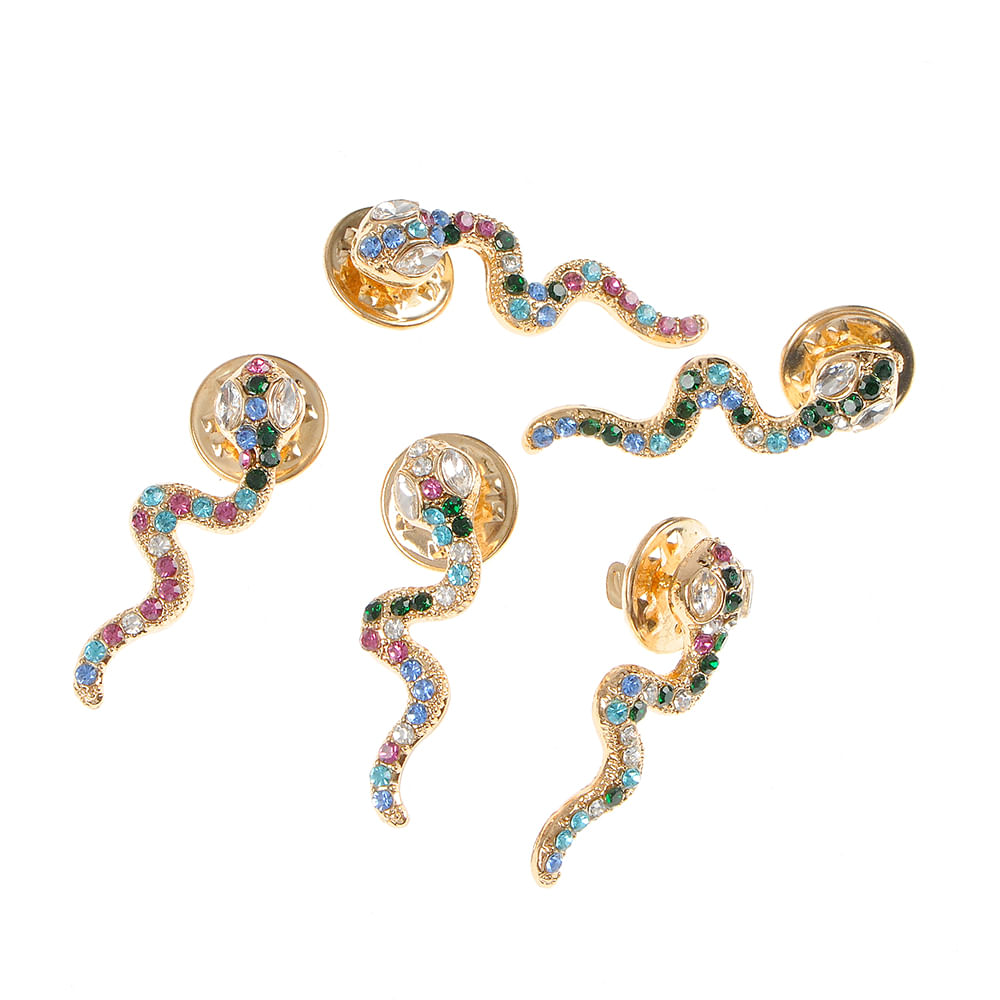 Set 5 brose martisor sarpe cu pietre multicolore - 3 | YEO