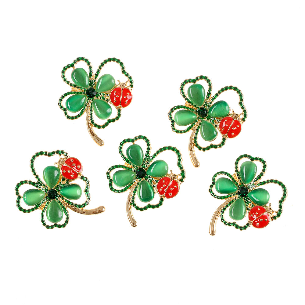Set 5 brose martisor trifoi cu buburuza - 3 | YEO