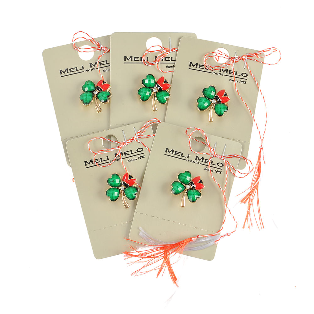 Set 5 brose martisor trifoi verde cu buburuza - 1 | YEO