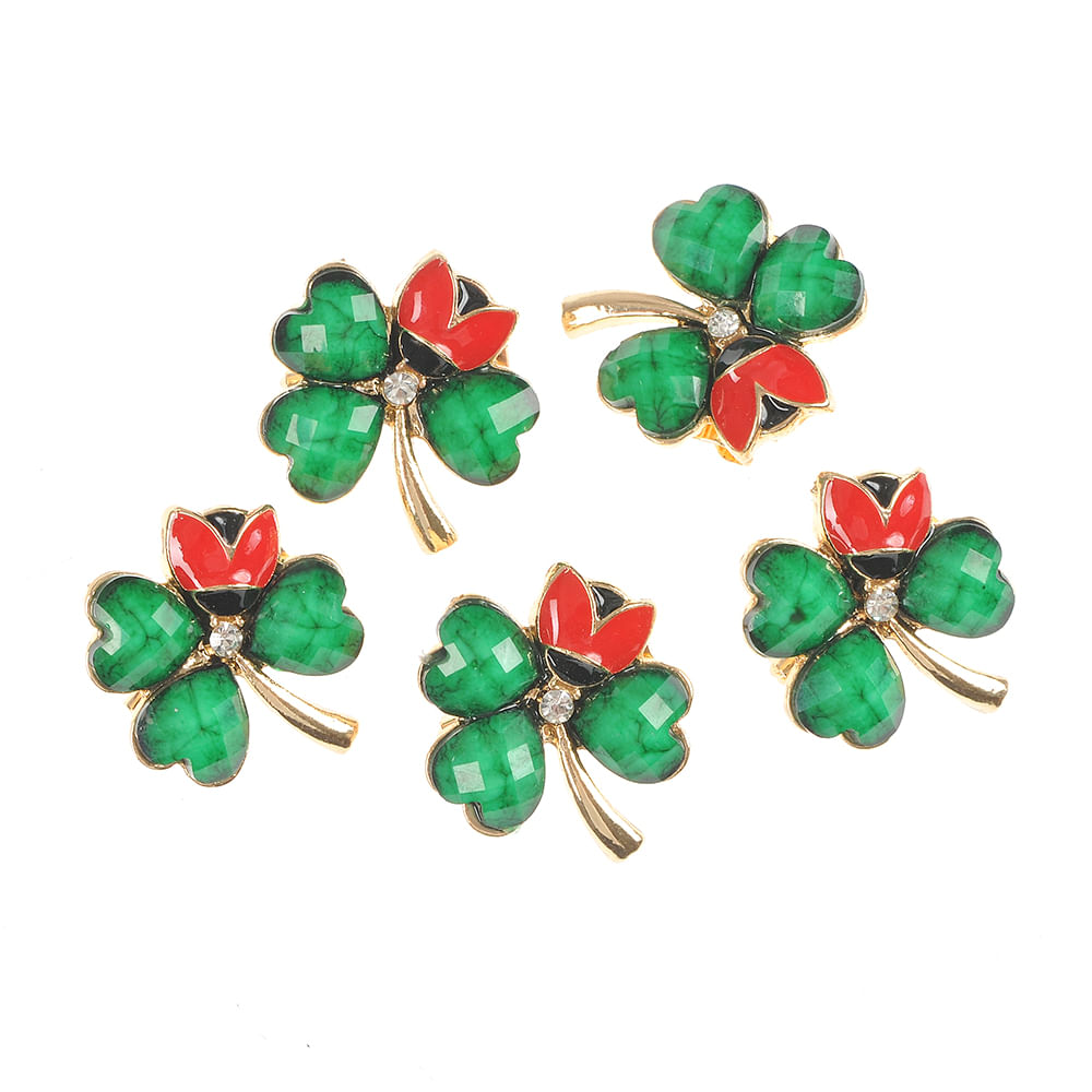 Set 5 brose martisor trifoi verde cu buburuza - 3 | YEO