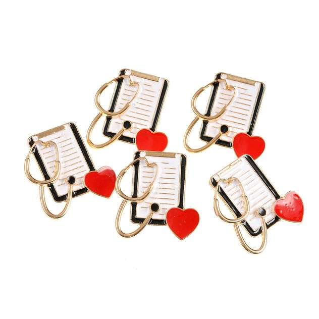 Set 5 brose martisor fisa medicala si stetoscop