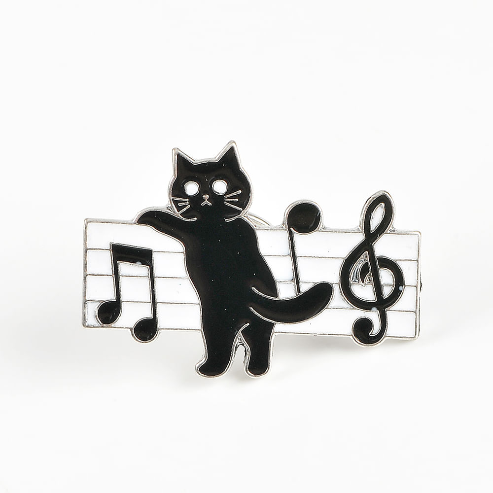 Brosa martisor pisica neagra cu note muzicale - 4 | YEO
