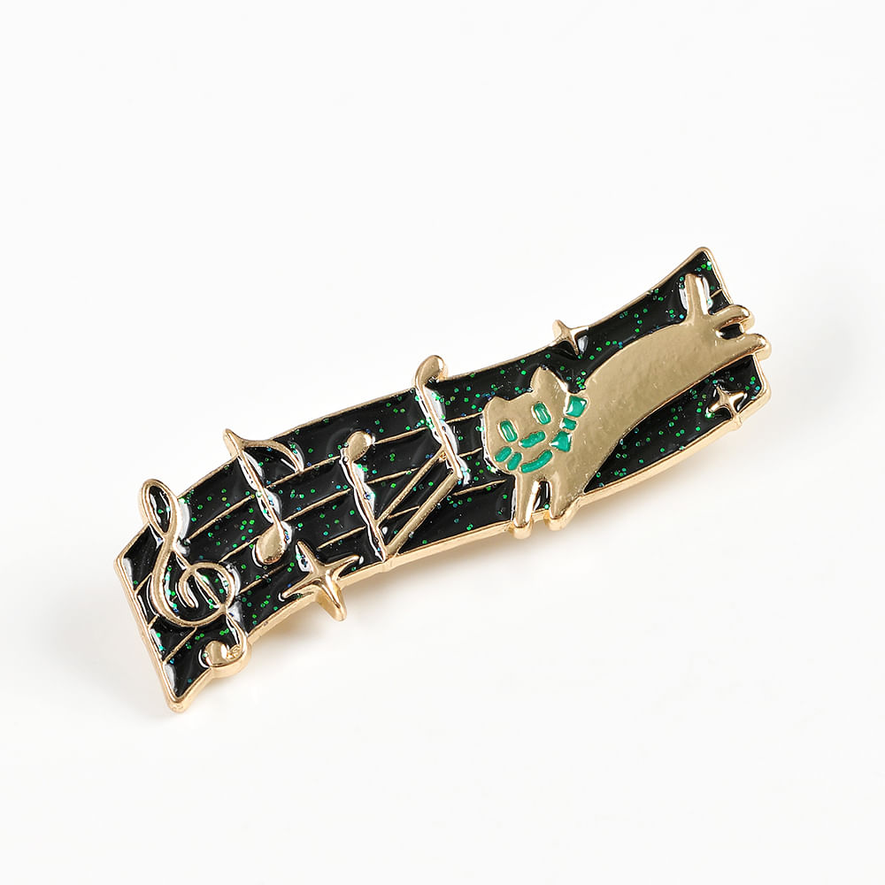 Brosa martisor pisica aurie cu note muzicale - 3 | YEO