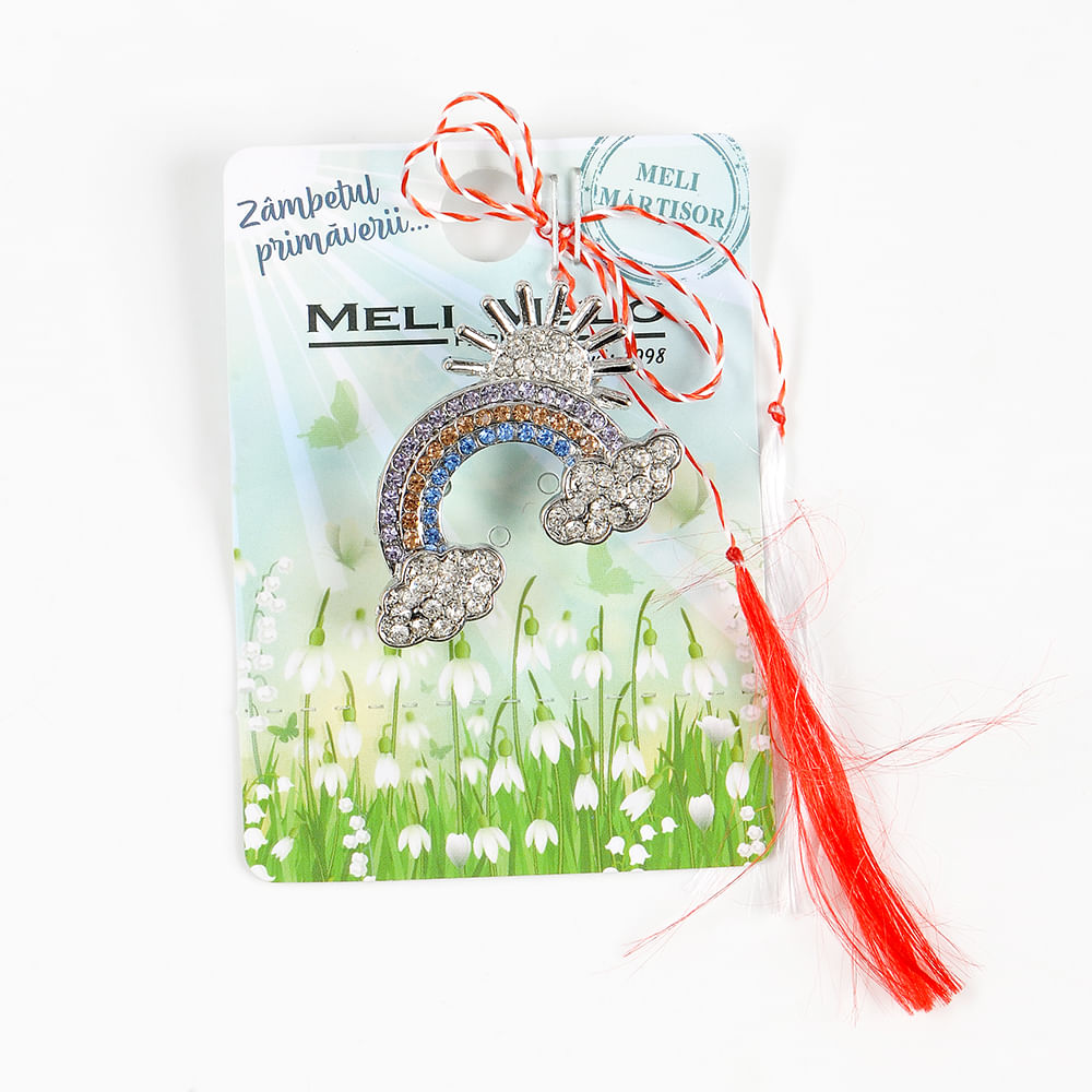 Brosa martisor curcubeu cu pietre multicolore - 1 | YEO