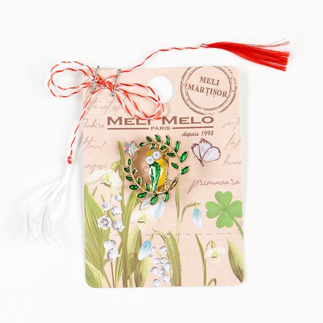 Brosa martisor bufnita pe ramura