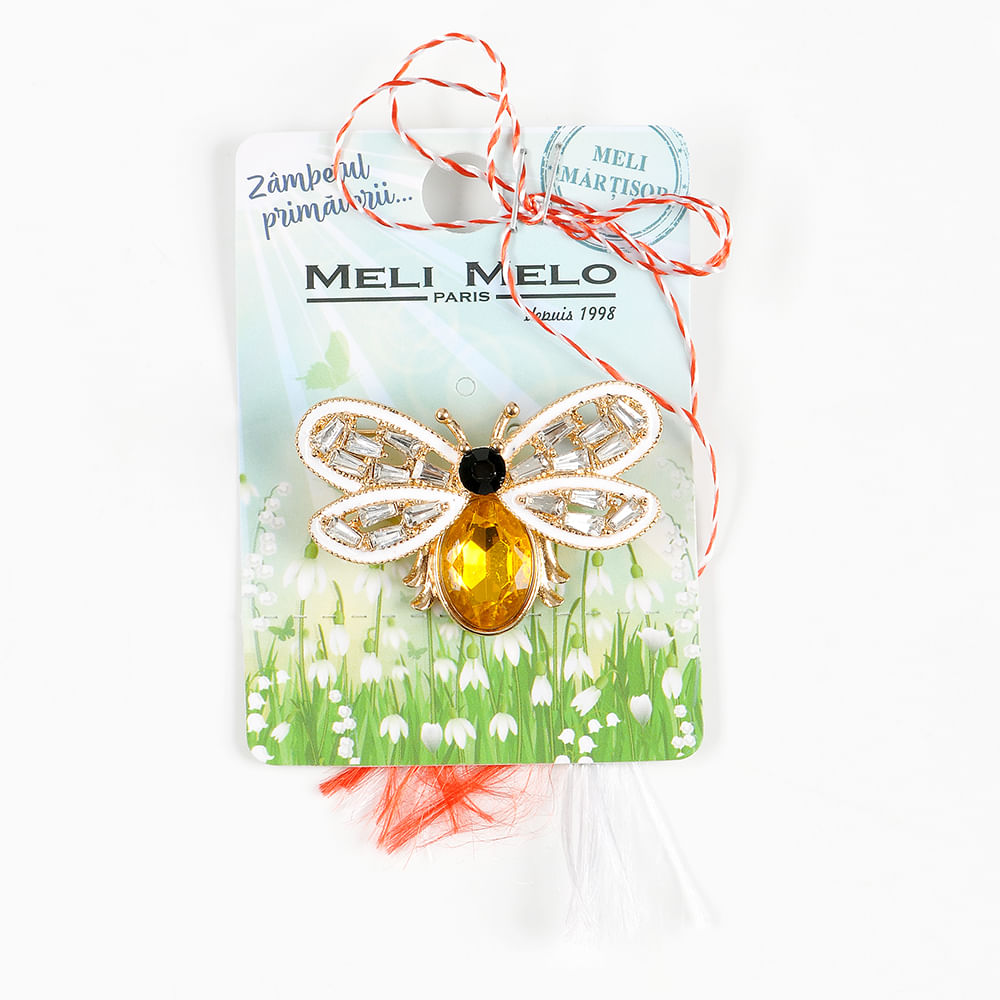 Brosa martisor albina cu pietre acrilice - 1 | YEO