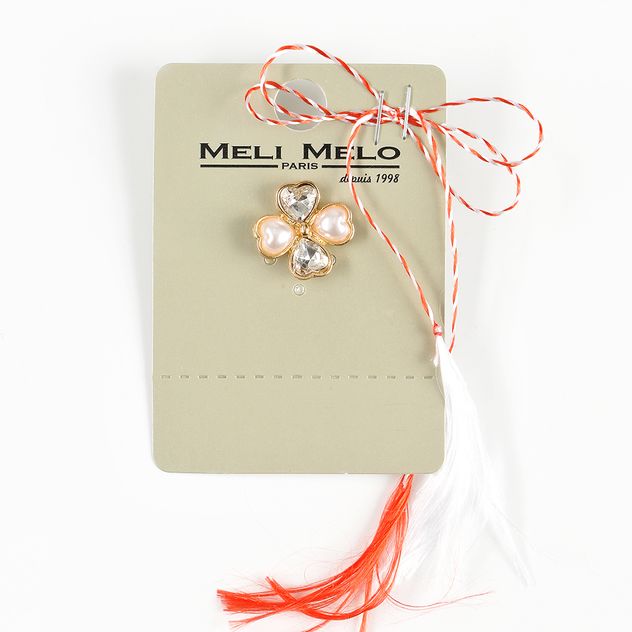 Brosa martisor floare aurie cu petale multicolore