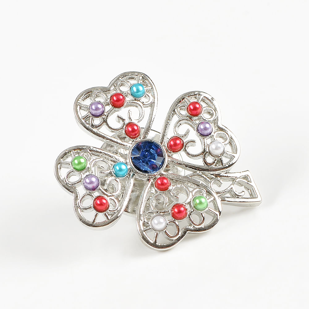 Brosa martisor trifoi argintiu cu pietre