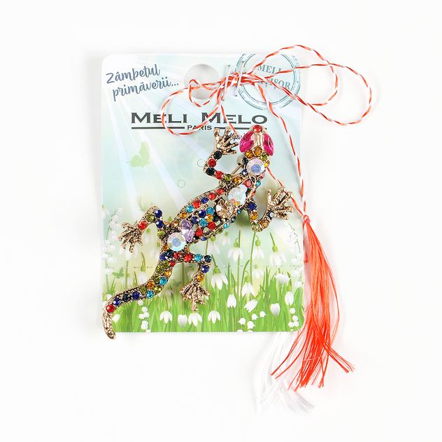 Brosa martisor soparla cu pietre multicolore