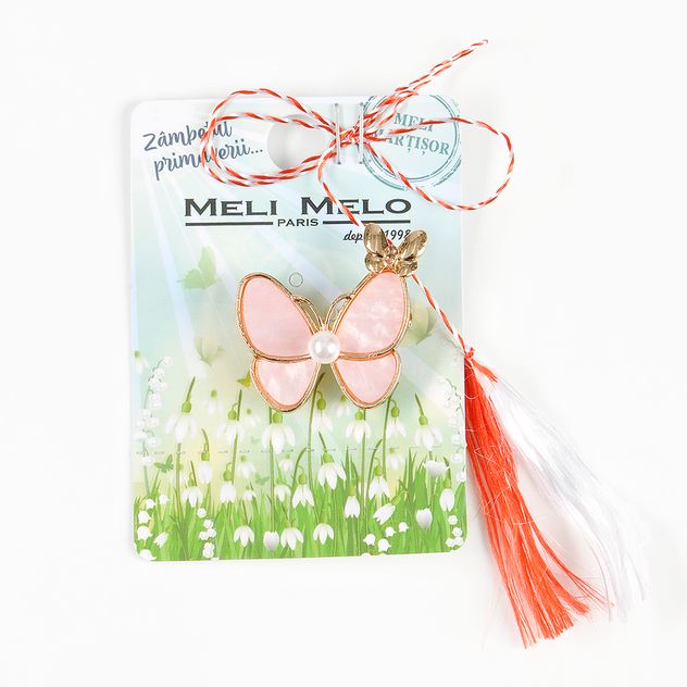 Brosa martisor fluture roz