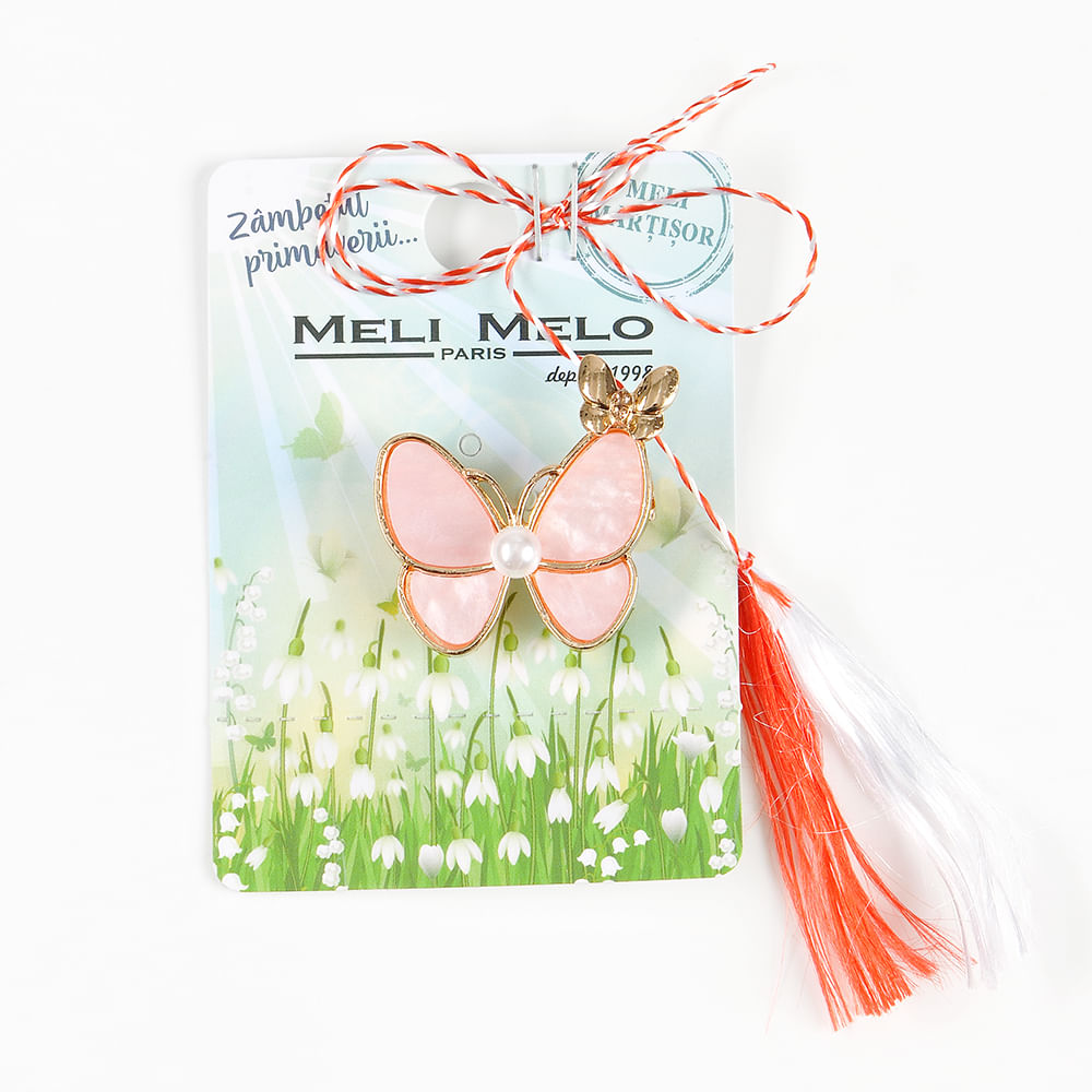 Brosa martisor fluture roz - 1 | YEO