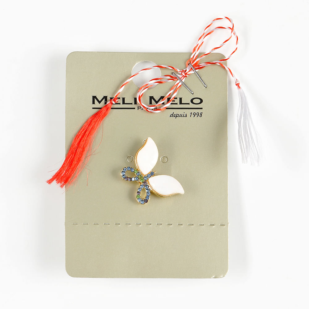 Brosa martisor fluture argintiu cu aripi albe - 1 | YEO