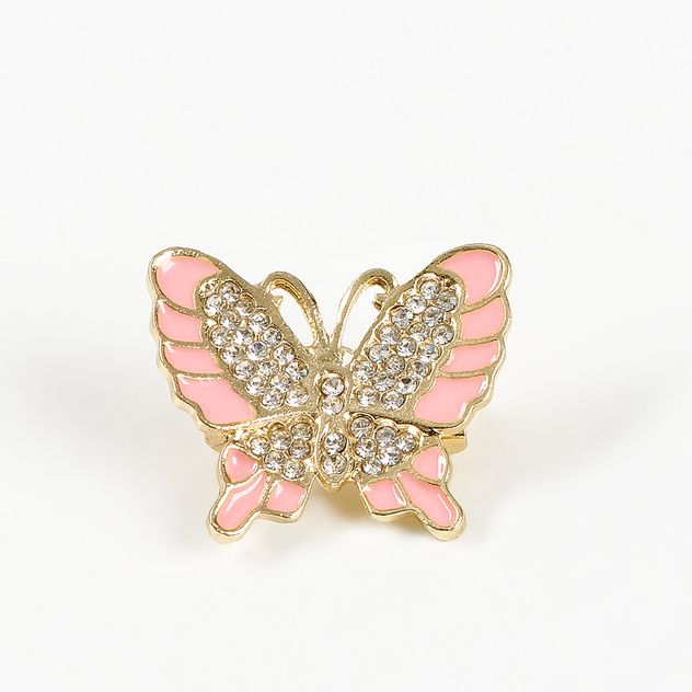 Brosa martisor fluture auriu cu aripi roz