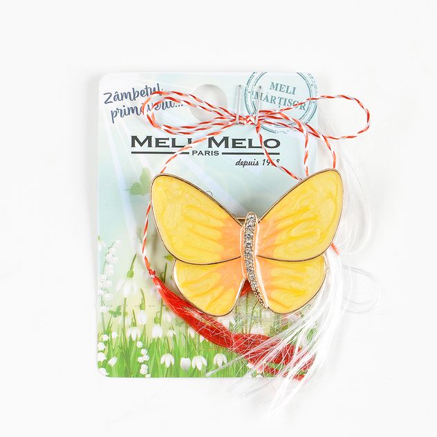 Brosa martisor fluture cu aripi galbene